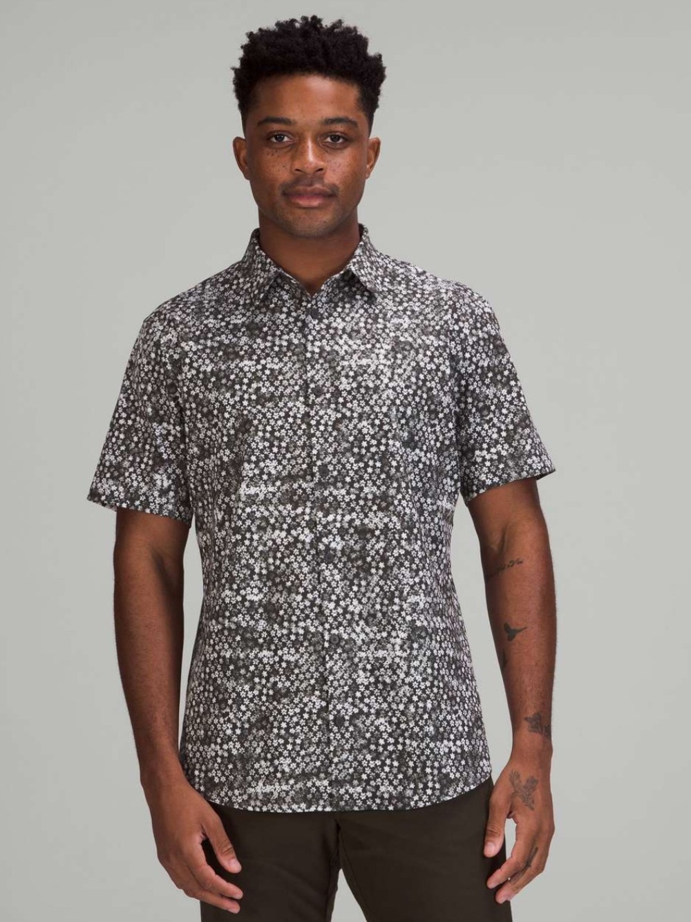 lululemon athletica Black & White Floral Short-Sleeve Button-Down